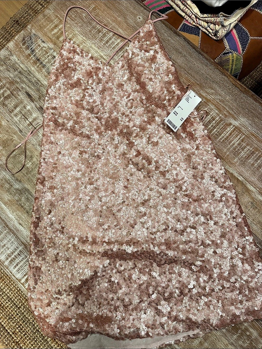Urban Outfitters Sequin Camisole in Pink Size Small